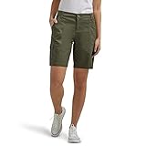 Lee Damen Flex-to-go Mid Rise Relaxed Fit Cargo Bermuda Short, Frontier Olive, 40