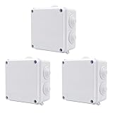 3 Stück 100*100*70 mm Wasserdichte Abzweigdose, IP65 Weiß Externe Wasserdichte Kabelanschlussdose, ABS Öffnungsloch-Projektbox Wetterfest Staubdicht