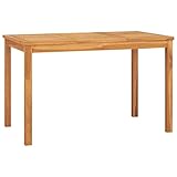 vidaXL Teak Massiv Garten Esstisch Terrassentisch Gartentisch Gartenmöbel Holztisch Balkontisch Massivholztisch Outdoor 120x70x77cm