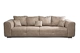 CAVADORE Big Sofa Mavericco / XXL Love Seat im modernen Design in Lederoptik / Inklusive Rückenkissen und Zierkissen / 287 x 69 x 108 cm (BxHxT) / Mikrofaser Beige