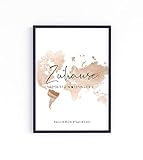Einzugsgeschenk Zuhause Poster optional mit Rahmen personalisiert mit Namen und Koordinaten als Einweihungsgeschenk oder Geschenke zum Einzug