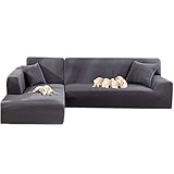 jianyana Sofa Überwürfe Elastische Sofabezüge L Form Stretch Sofabezug Couchbezug L Form 3 Sitzer 2ST + 2 Pcs Kissenbezüge