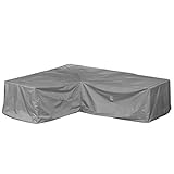 Mehr Garten – Premium Abdeckung für Eck-Loungegruppe, Ottomane Links: 255(B) x195(T) x80(H) cm I Robuste Gartenmöbel-Schutzhülle wasserdicht und wetterfest aus Oxford 600D Gewebe I Lichtgrau