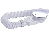 IMPTS extraflache ablaufgarnitur dusche 90mm, Abfluss Ablaufloch set für Duschwanne, Duschablauf Siphon mit Geruchsstop, Haarsieb, Flexschlauch
