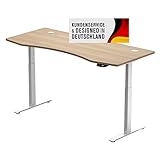 Duke-Handel Schreibtisch Höhenverstellbar Elektrisch Mit Memory Funktion Ergonomischer Stehtisch Mit Teleskop Tischgestell 180 x 80 cm Oder 150 x 78 cm (Weiß-Natur, 150 x 78 cm)