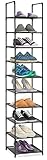 Voency Schuhregal, 10-stufiger Schuhschrank Kunststoff-Schuhregale Organizer für Schrank Flur Schlafzimmer Eingang, für bis zu 10 Paar Schuhe, Eisen, Standregal, platzsparend Schuhregal