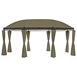 Dioche Pavillon mit Vorhängen, Gartenpavillon, Partyzelt, Pergola mit Vorhängen, 520 x 349 x 255 cm, Taupe, 180 g/m²