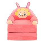 Schlafsofa mit Sitzsack für Kinder Plüsch faltbares Kindersofa Rückenlehne Sessel 2 in 1 faltbares Kindersofa niedliches Cartoon faules Sofa Kinder aufklappbares Schlafsofa für (P, One Size)