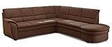 Cavadore Ecksofa Gingle mit Ottomane rechts / Sofa mit Federkern, Bettfunktion, Stauraum und hochwertigem Mikrofaser-Bezug in Wildlederoptik / Klassisches Design / 260 x 89 x 240 / Braun