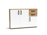 Sideboard Kommode MOSSO MO4 mit 2 Schubladen und 3 Türen Kraft Eiche/weiß
