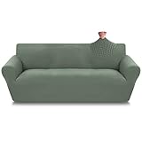 Aisprts Sofa Überzug 3 Sitzer, Elastische Sofabezug Couch Überzug, 1 Stück Universal Sofaschoner, Wohnzimmer Polyester Elasthan Stoff Sofaüberwurf, rutschfeste Waschbare Sofahusse (3 Sitzer, T1 Grün)