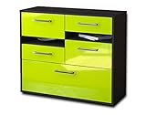 Lqliving Sideboard - Beistellschrank Daria, Korpus: anthrazit matt, Front: Hochglanz-Design Grün (92x79x35cm), inkl. Metall Griffen, Made in Germany