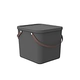 Rotho Albula Aufbewahrungsbox 40l mit Deckel, Kunststoff (PP recycelt), anthrazit, 40l (40.0 x 40.0 x 34.0 cm)