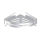 Raoot Duschregal Ohne Bohren Duschablage Silber Eckregal, Dreieck Duschkorb, Duschablage Oohne Bohren, Badezimmer Regal Badregal, Eckregal Dusche für Bad Küche Toilette, Aluminium, 1 Stück
