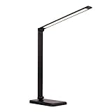 Schreibtischleuchte LED Schreibtischlampe 5 Farbe stufenlos dimmbare Note USB Ladebarer Lese-Augenschutz mit Timer-Tischlampe Nachtlicht Nachtlicht (Color : Black, Size : 5 COLORS_PLUG IN)