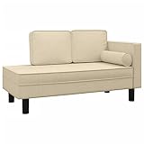 vidaXL Chaiselongue mit Kissen und Nackenrolle Creme Stoff