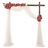 Pinsheng 1 Paneele Hochzeitsbogen Vorhang 600 x 75 cm, Hochzeitsbogen Stoff Lvory Traubogen Hochzeit Stoff, Deko Vorhänge für Party Zeremonie Bühne Empfang Hintergrund
