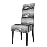 BUULOO Graue Zen-Steine-Stuhlhusse, bedruckt, elastisch, für Küchen, Hotels, Partys und Bankette.