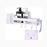 Badezimmer-Eckregal, wandmontiertes Abflussregal, Selbstklebender Duschkorb mit 4 Haken, Bad-Aufbewahrungskorb, Küchen-Aufbewahrungsorganisator ohne Bohren