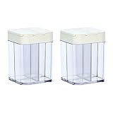 Tmianya 2 stücke Haushalt Küche Gewürz Box Vier Punkte Stil Geschmack Box Transparente Kunststoff Lagerung Box Kochen Flasche Gewürz Glas Vorratsdosen Glas Mit Deckel Eckig (Clear, One Size)