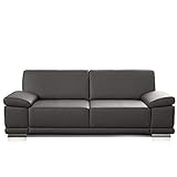 CAVADORE 2,5-Sitzer Sofa Corianne in Kunstleder / Kleine Leder-Couch in hochwertigem Kunstleder und modernem Design / Mit Armteilfunktion / 191 x 80 x 99 / Kunstleder grau