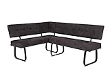 Eckbank Luise REB 1,5 x 2 m, Bezug Microfaser VT Anthrazit, Metallgestell anthrazitfarbig