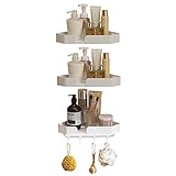 FANXUS Badregal Selbstklebendes Badezimmerregal Eckbadezimmerregal Weiß Wandmontage Kein Bohrplatz Aluminium for Toilette Badezimmer-2 Tier A (Size : 3 Layers)