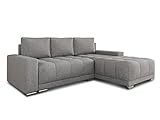 Ecksofa Pavo mit Schlaffunktion und Bettkasten - Big Sofa, Couch, Couchgarnitur, Eckcouch, Ecke, Sofagarnitur - Ottomane Universal (Grau (Sawana 21))