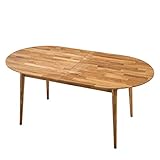 Nordic Story Esstisch Scandi 2 (oval, ausziehbar) • Ideal als großer Konferenztisch • Holztisch aus Massivholz (Eiche) • Eiche Natur • Tisch (140-175 x 90 x 75 cm)