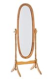 CLP Holz-Standspiegel Cora I Ovaler freistehender Spiegel im Landhausstil I Neigbarer Ganzkörperspiegel mit Holzgestell I Größe 150 x 60 cm, Farbe:Eiche