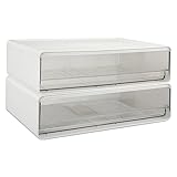 EZOWARE Transparente Schubladen Make Up Organizer, 2er-Set Stapelbar Kosmetik Aufbewahrung Schminkschublade Behälter für Schminktisch, Kommode
