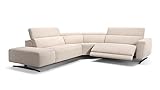 sofanella - Eckcouch Alesso Stoffbezug Eckgarnitur verstellbar - Creme
