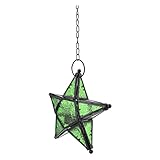 Veemoon Stern-Glaslaterne Wandbehang Deko Glasstern Hängelaterne Hängendes Pentagramm Ornament Glas Hochzeit Grünes Geschenk