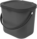 Rotho Albula Biomülleimer 6l mit Deckel für die Küche, Kunststoff (PP) BPA-frei, anthrazit, 6l (23,5 x 20,0 x 20,8 cm)
