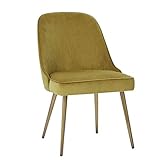 Sessel, Esszimmerstühle, Gelb – Quadratischer, gepolsterter Samt-Rückenlehnen-Wohnzimmer-Gästestuhl, Moderne, armlose Küchen-Beistellstühle, Metallbeine (Höhe 89 cm)