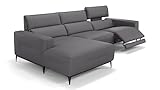 sofanella - Ecksofa Teramo Ledersofa Eckgarnitur Eckcouch - Grau M: 324 Breite x 101 Tiefe