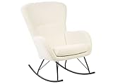 Beliani Schaukelsessel Bouclé Stoff Creme weiß/schwarz Schaukelstuhl modern Anaset