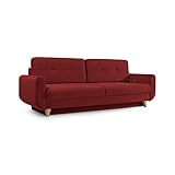 Sofa mit Schlaffunktion und Bettkasten, Couch für Wohnzimmer, Schlafsofa Federkern Sofagarnitur Polstersofa Wohnlandschaft mit Bettfunktion - 232x91x89 - SAPHIR Rot