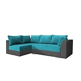 mb-moebel Ecksofa mit Schlaffunktion Eckcouch mit Zwei Bettkasten Sofa Couch Wohnlandschaft L-Form Polsterecke Laos (Türkis + Grau, Ecksofa Links)