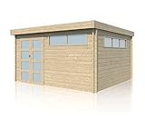 Gartentiger Gerätehaus Modern 395x405 Gartenhaus aus Holz Gartenhütte Wandstärke: 44 mm Geräteschuppen