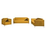 Mirjan24 Sofagarnitur Somag 3+2+1, Sofa Sessel Couch Farbauswahl Polstersofa Couchgarnitur Fernsehsessel Polstergarnitur (Solo 257, Füße: Weiß Hochglanz)