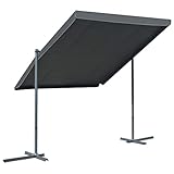 Hommdiy Freistehende Markise mit Kippbarem Dach Pergola Standmarkise Sonnendach Terrassenüberdachung Markise Sonnenschutz 350x253x196cm Anthrazit