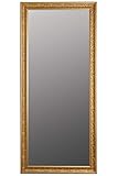 elbmöbel Wandspiegel Spiegel Antik Stil Barock mit Facettenschliff - XL Ankleidespiegel Ganzkörperspiegel Garderobenspiegel Holzrahmen, Farbe:Gold, Größe:162 x 72 cm