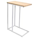 WOLTU® Beistelltisch Kaffeetisch Couchtisch Sofatisch Nachttisch Betttisch Laptoptisch, Gestell aus Metall, Tischpltte aus MDF, 45x25x63,5cm(BxTxH), Hell Eiche TSG17hei