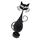 Kerzenhalter mit Schwarzer Katze, Rustikaler Retro-Kerzenhalter für Bauernhaus-Heimdekoration, Kerzenständer aus Metall und Eisenhandwerk für Tafelaufsatz, Esstisch, (Stehende Katze)
