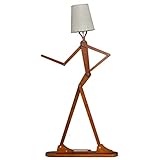 COSTWAY Geile Poseable Art Figure Stehlampe aus Holz, Lustige Stehleuchte, dekorative humanoide Eckleuchte mit verstellbaren Gelenken, Leselampe im kreativen Kunststil für Wohnzimmer & Schlafzimmer