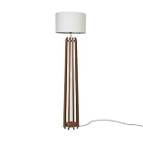 Holtaz Stehlampe MAYA Stehleuchte aus Holz und Stoffschirm mit E27 Fassung Schirm - Standlampe für Büro Wohnzimmer Schlafzimmer Hotel – 155 cm hoch