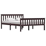 vidaXL Kiefernholz Massiv Bettgestell Bett Massivholzbett Holzbett Doppelbett Futonbett Bettrahmen Lattenrost Schlafzimmer Dunkelbraun 140x200cm
