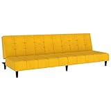 vidaXL Schlafsofa 2-Sitzer, Sofa Couch mit Schlaffunktion, Sofabett Gästebett mit Holzrahmen, Schlafcouch Bettsofa Wohnzimmer, Modern, Gelb Samt