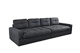 CAVADORE Big Sofa Faro / Große Couch mit pflegeleichtem Soft Clean Bezug / Einfache Fleckentfernung / 302 x 88 x 108 / Flachgewebe, dunkelgrau